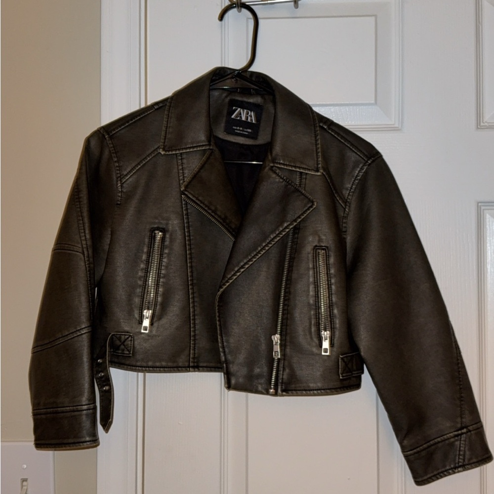 Zara Kids Dark Brown Leather Jacket